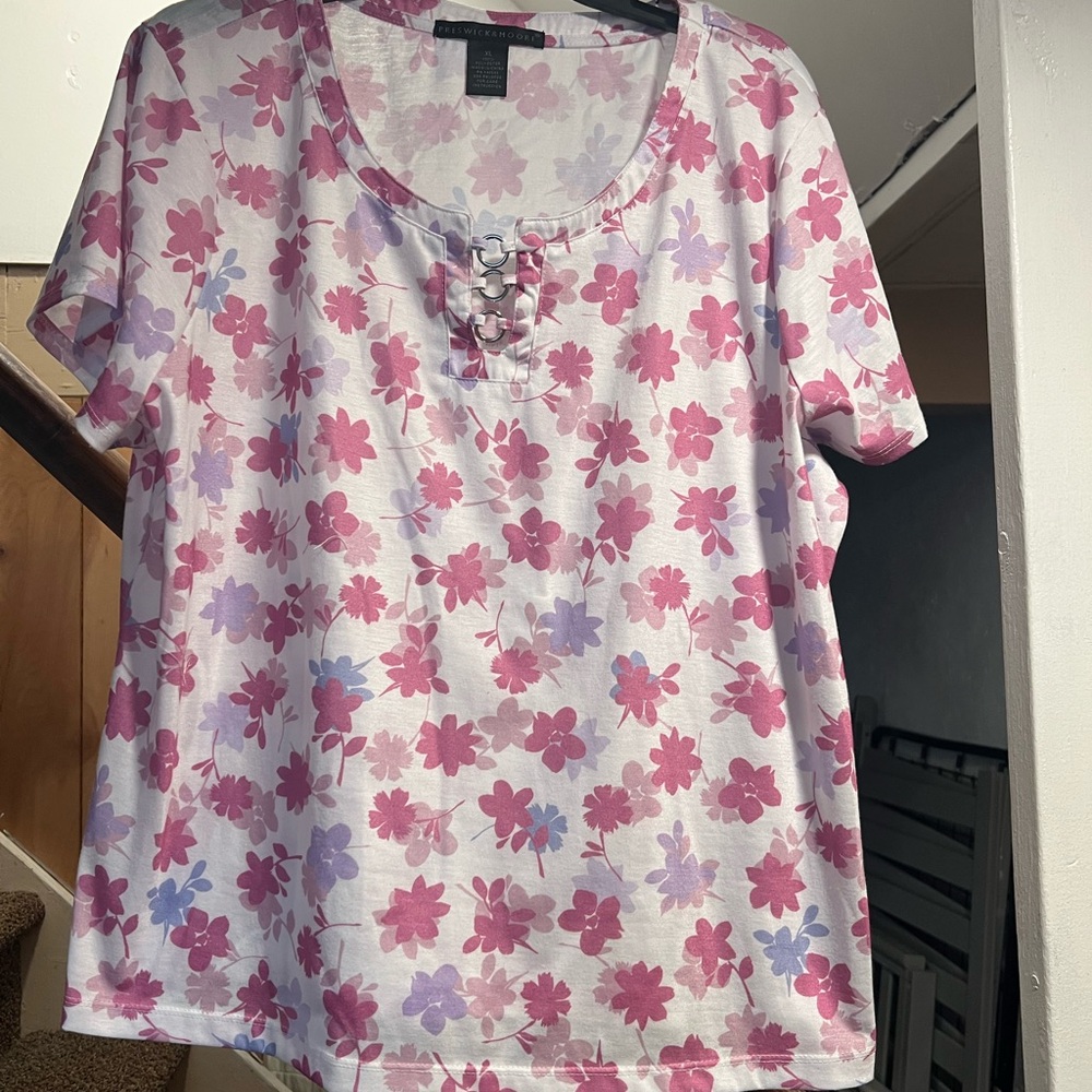 Floral Pink and Purple Women's Top